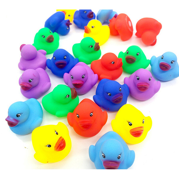 12Pcs/set Kawaii Ducky Water Play Toy Colorful Baby Children Bath Toys Cute Rubber Squeaky Duck 3.5*3.5*3cm