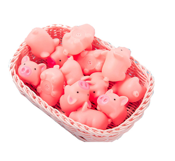 Baby Bath Pig Toy Pink Mini Rubber Toy Pig with Bibi Sound Swimming Water Fun Toys for kids