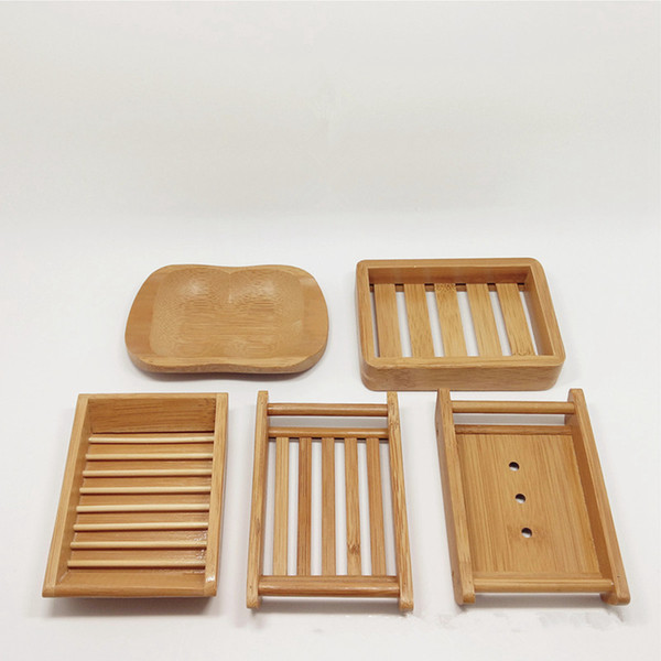 Natural Bamboo Soap Dish Soap Tray Holder Storage Soap Rack Plate Box Container for Bath Shower Plate Bathroom Toys LJJA3744-4