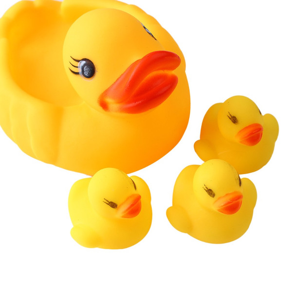 4pc/set Bath Toys Shower Water Floating Squeaky Yellow Rubber Ducks Baby Toys Water Toys Brinquedos For Bathroom