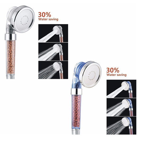 3 Function Adjustable Jetting Shower Head Bathroom High Pressure Water Handheld Saving Anion Filter SPA Shower Heads