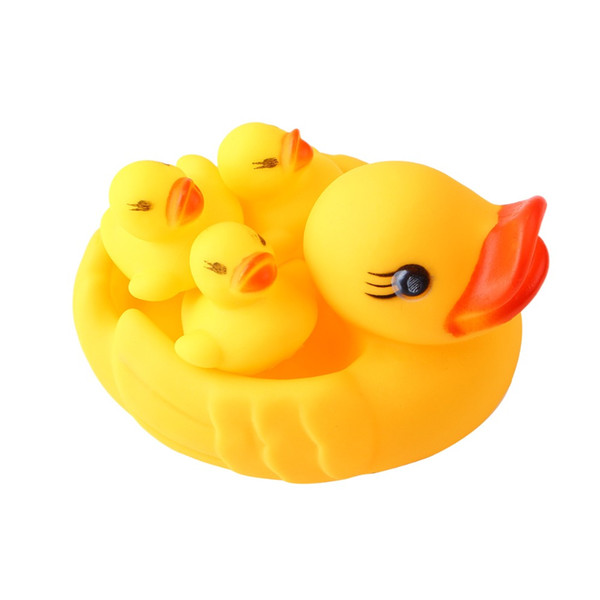 Wholesale- 4pc/lot Bath Toys Shower Water Floating Squeaky Yellow Rubber Ducks Baby Toys Water Toys Brinquedos For Bathroom