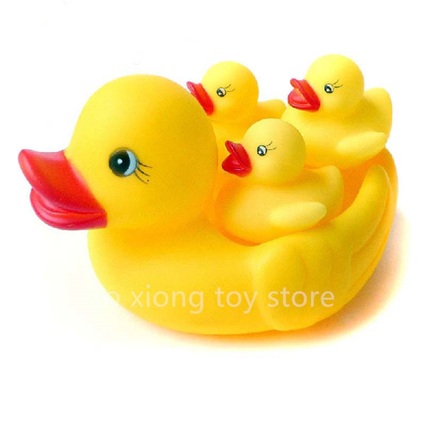 Wholesale- 4Pcs/Lot Shower Water Floating Bath Toys Squeaky Yellow Rubber Duck Toy Baby Water Toys For Bathroom Gifts Free Shipping