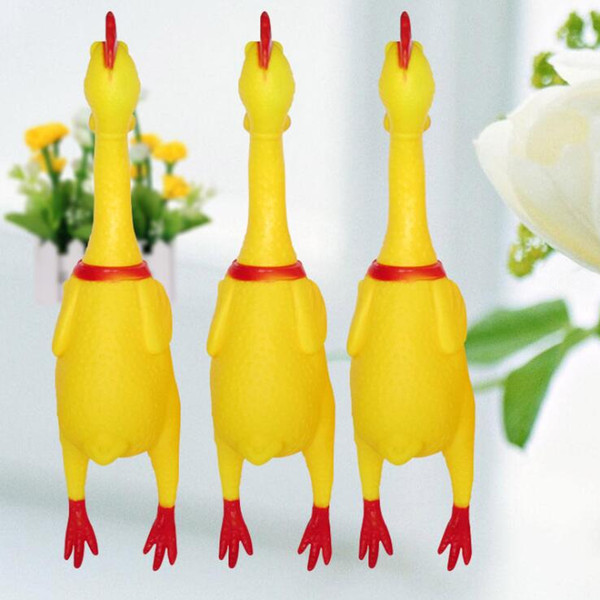 Scream The Chicken Children Toys Fun Rubber Yellow Pet Squeaky Chew Toy Decompression toys for party gift 40*9.5 LXL715