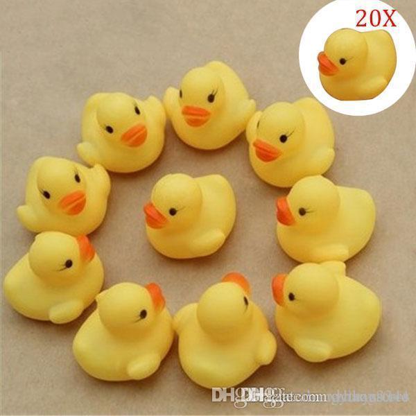 ht Wholesale- 50Pcs Duck Child Bath Toys Squeaky Ducky Baby Toys Cute Rubber Ducks Children Kids Water Playing Toy @Z152