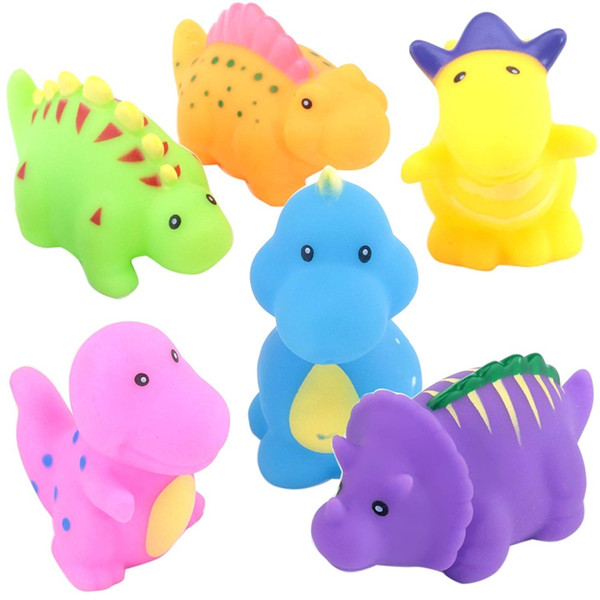 6 Piece Dinosaur Bath Toys Water Spraying Toys Squirts Fun Bath Toys, Children Interesting Squirters Shower Tub Pool