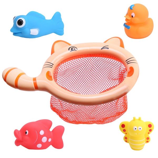 1 Sets Fishing Toys Network Bag Pick up Duck & Bee & Fish Kids Toy Swimming Classes Summer Play Water Bath Toy