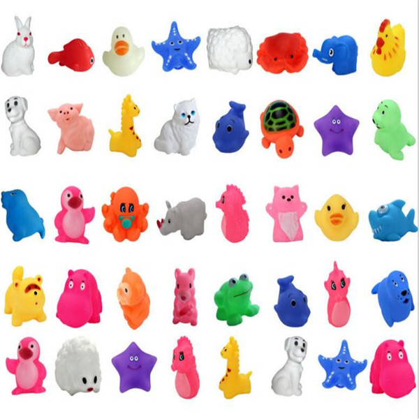 Shower Baby Bath Toys Water Floating Dolls Animal Cartoon Swim Yellow Ducks Starfish Children Swiming Beach Evade Glue Toy Kids Gifts