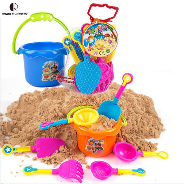 Wholesale- 9pcs Sand Water Beach Play Toys Set Kids Seaside Bucket Shovel Rake Kit Building Molds Funny Tools HT3930