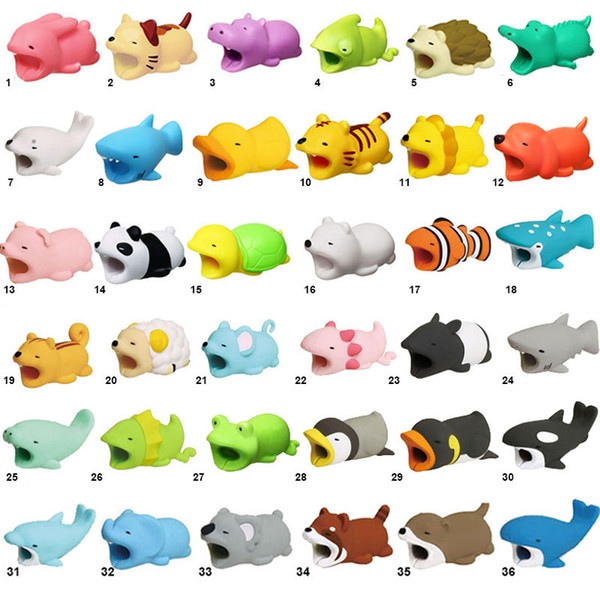 Cable Bite Charger Cable Protector Savor Cover for iPhone Lightning Cute Animal Design Charging Cord Protective 50pcs