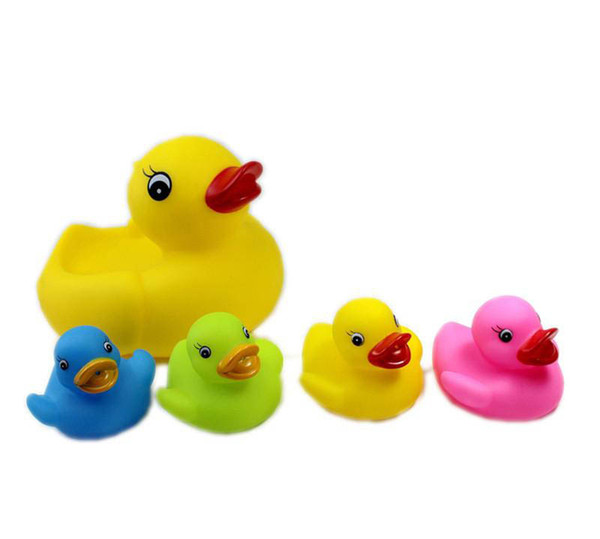 5 Sets Bath Toys 20CM&6CM Baby Fun Shower 8inch interesting Mini Yellow Rubber Duck Blue Green Red Yellow Set of 5 1big