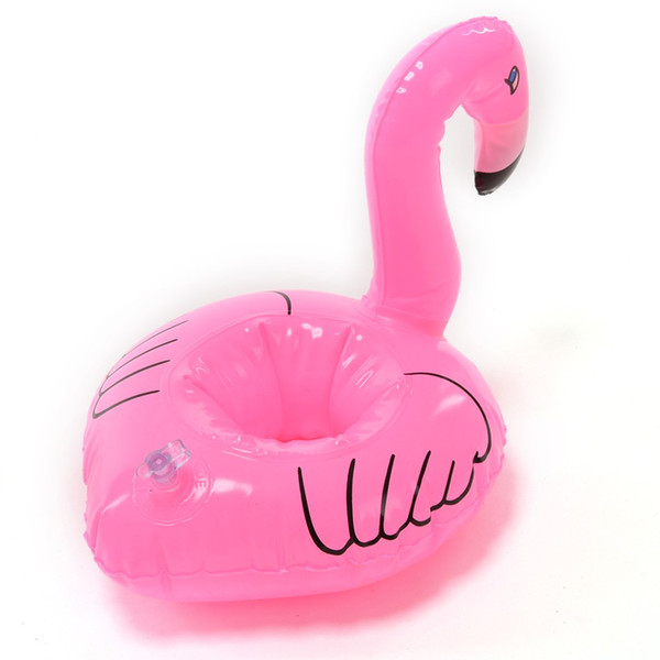 2018 New Mini Cute Flamingo Drink Can Holder PVC Inflatable Floating Swimming Pool Bathing Beach Party Kids Toy Bath Toy