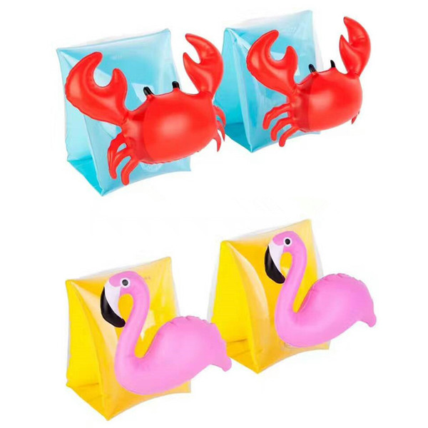 Kids Inflatable arm band cartoon swimming armlet flamingo Crab Baby swim rings safty assistive tools