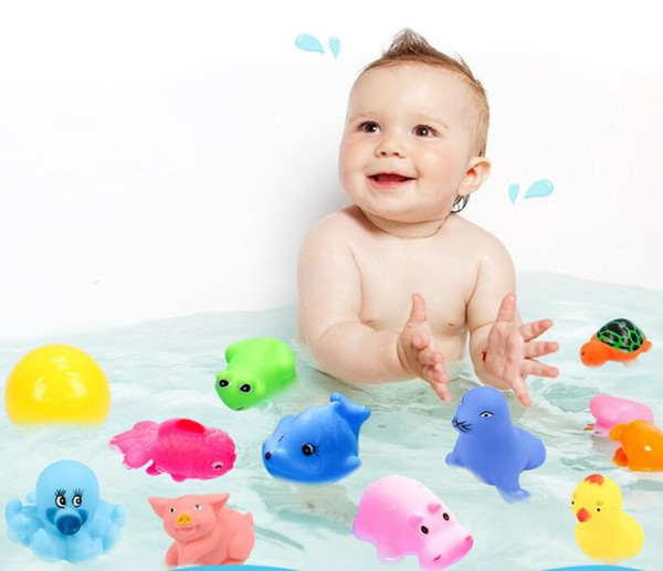 New Mini Random Color Silicone Squeeze Animal Baby Kids Bath Toy Funny Bathing Gift Free Shipping