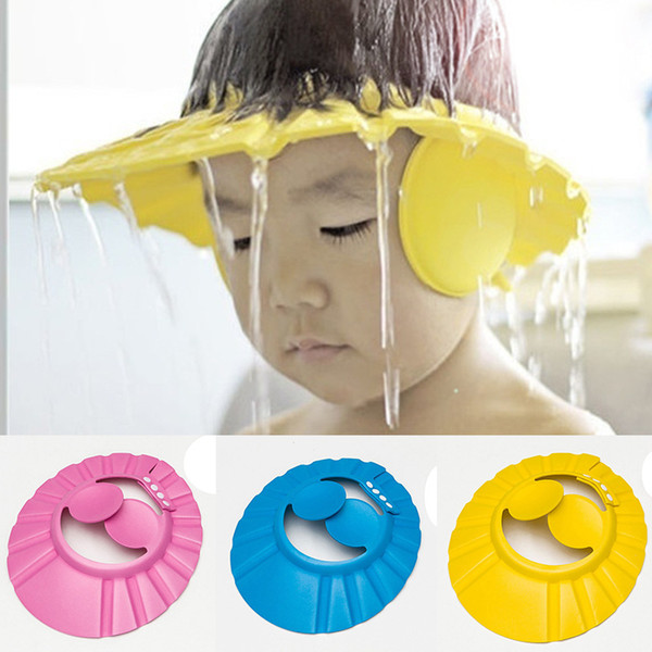 Hot Sale Soft Plastic Resizable Size Baby Shower Caps Bath Shower Earflaps Shampoo Cap Kid Shampoo Hat #2