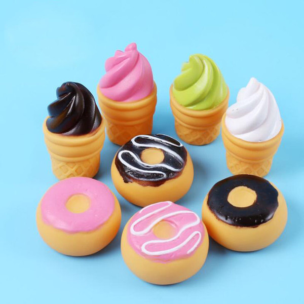 Baby Bath Toys Cute Ice Cream Doughnut Water Toys Sounds Rubber Ducks For Kids Bath Toy Swimming Beach Toys