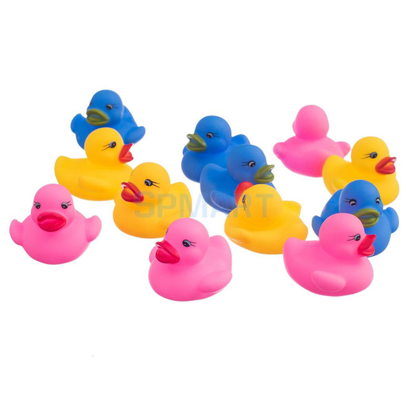 Wholesale- 12 Pcs Swimming Rubber Squeeze Squeak Ducks Baby Kids Children Bath Toys