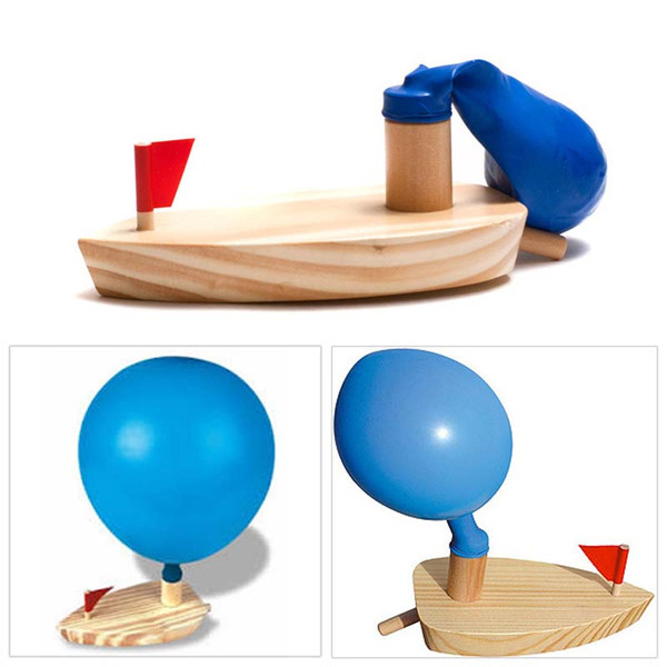 Wholesale- Baby bath toys balloon power waterwheel boat classic toy montessori kids learning wooden bath swimming float brinquedos banho