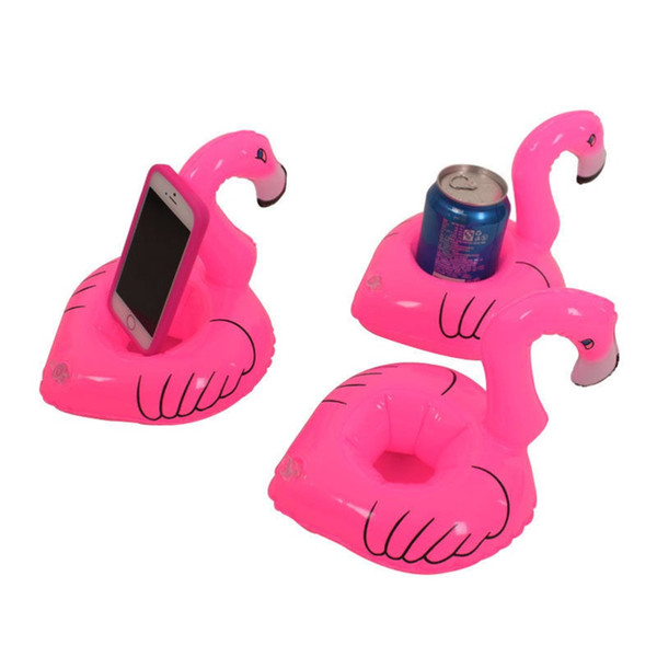 Mini Cute Flamingo Drink Can Holder PVC Inflatable Floating Swimming Pool Bathing Beach Party Kids Toy Bath Toy