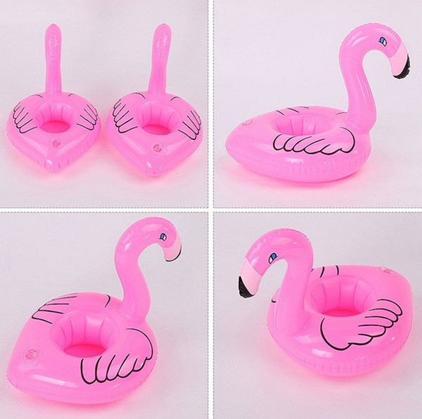 stylish cute inflatable pink flamingo mini geometric floating swimming pool surfing summer beverage coasters free shipping