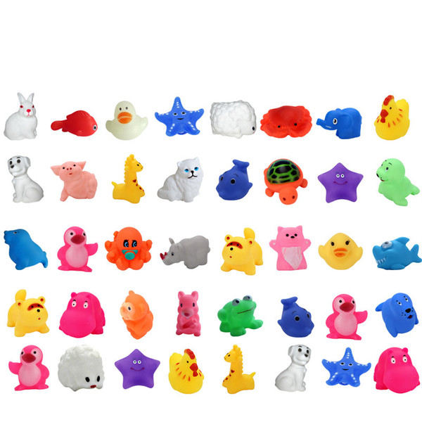 Animal Bath Toys Mini Rubber Ducks Baby Bath Water Toys Kids Bath Duck Sound Animals Floating Multi Styles