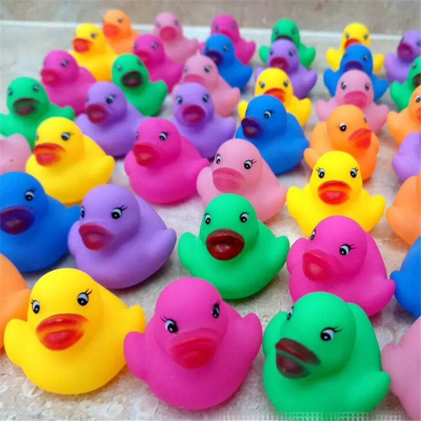 Baby Bath Toys Shower Water Floating Squeaky Rubber Ducks Colorful Bath Toys Children Water Swimming Funny Newborn Toy 6*5.5cm A08