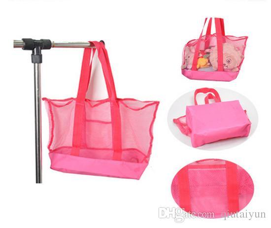 2015 Lowest price large sand away Mesh Beach Bag Children Beach Toys Clothes Towel Bags baby toy collection bag IN stock 100P B146