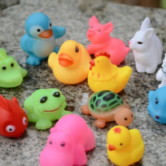 Baby Bath Toys Water Floating Dolls Animal Cartoon Animal Children Swiming Beach Rubber Toy Kids Gifts