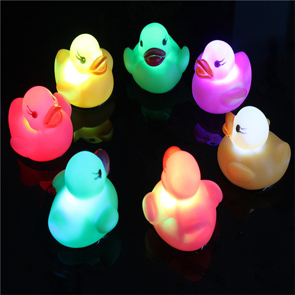 Baby Bath Toys LED Water induction Glowing Ducks Bath Toys Children Water Swimming Toy for Christmas gift A08