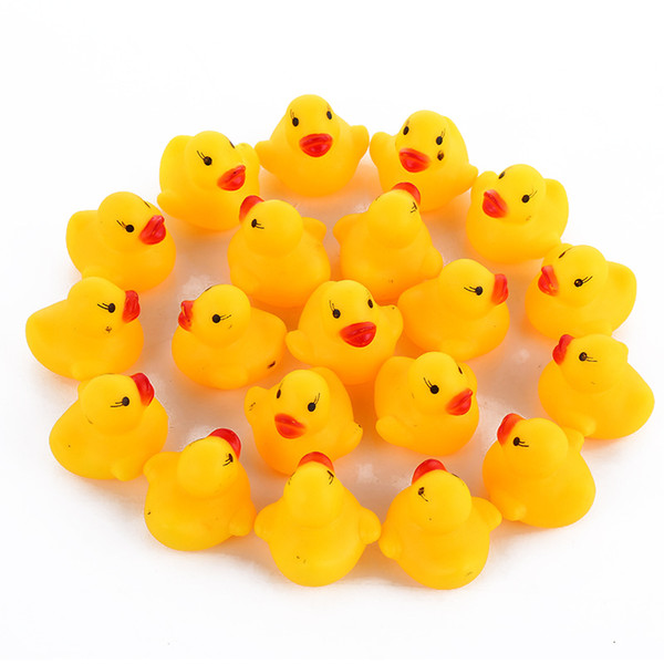 100pcs Baby Bath Toy Duck Sounds Yellow Rubber Ducks Kids Bathe Toy Children Swiming Beach Gifts