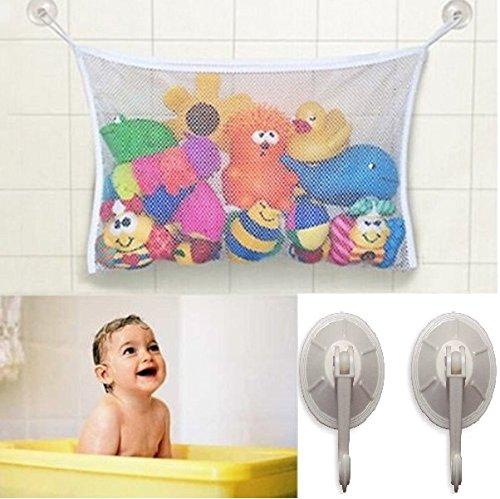 Baby/Todder Bath Tub Toys Organizer - Large Storage/Bag for Toys Even as a Shower Caddy + 2 Extra Strong Suction Cups! Mold Free Shipping