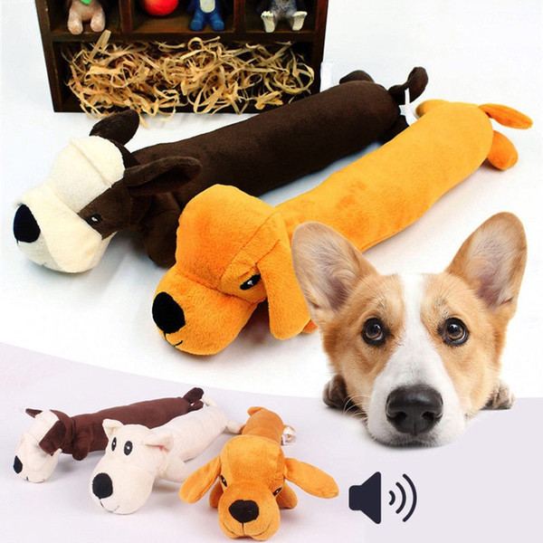 Hot Sale Pet Puppy Plush Sound Cartoon Dog Shape Chew Toy Squeaker Squeaky Play Toys