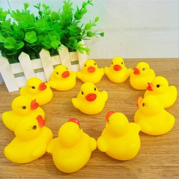 Hot Sale Baby Bath Water Mini Duck Toy Sounds Mini Yellow Rubber Ducks Kids Bath Small Duck Toy Children Swiming Beach Gifts 2x4cm