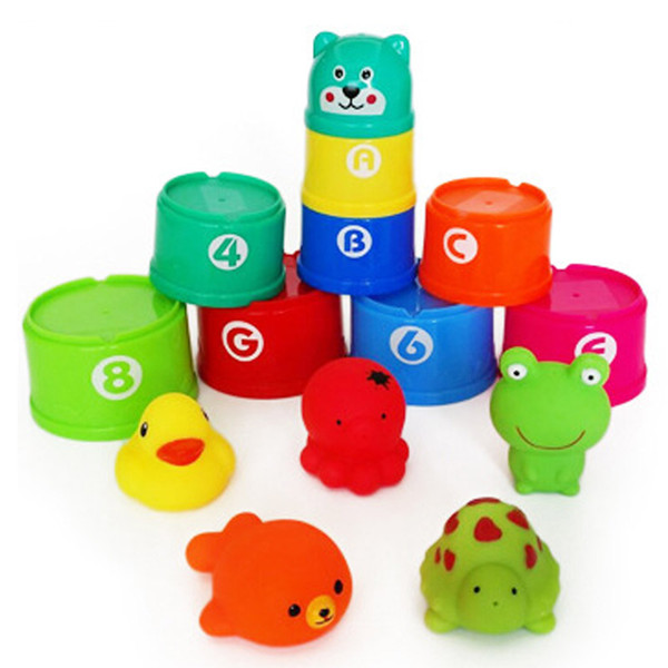 14pcs/set Baby bath toys set cartoon Animals water spraying toys Beach sand playing tool set toys gifts for kids