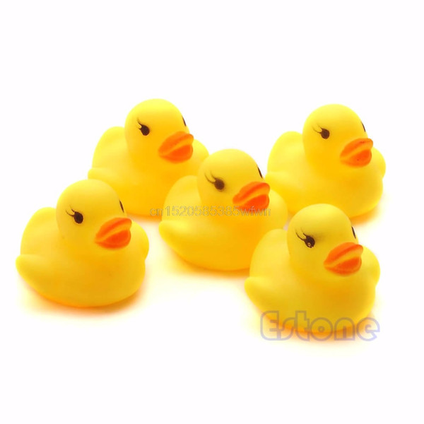 Lot 20pcs Yellow Baby Kids Children Bath Toy Cute Rubber Race Squeaky Duck Ducky Wholesale #HC6U# Drop shipping