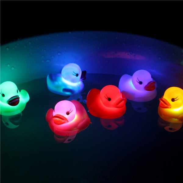 LED Flashing Duck Baby Bath Toys Swimming Ducks LED Light Flash Through Water or Skin Floating Duck Toy