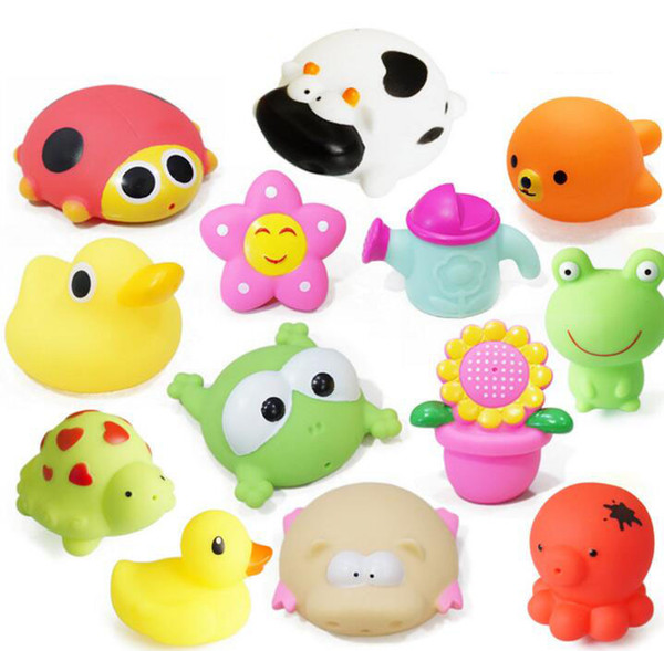 baby Bath toys Wholesale 5-10cm baby bath toy shower water float cute animal baby shower toy rubber water toy free shipping