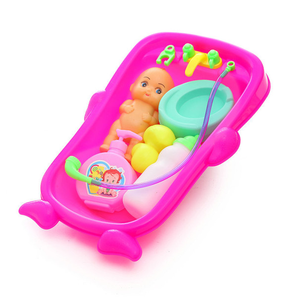 2017 HOT Baby Toys House Enlightenment Toys Simulation Baby Bathtub Take a Shower A doll Swimming Toys SDLW 12