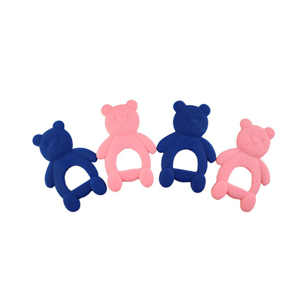 2pcs Baby Teether Newborn Safety Biting Rubber Cartoon Baby Teethers Cute Bear