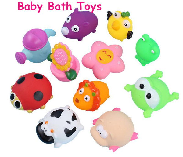 Animals Baby Bath Toys For Toddlers Cartoon Kids Bathing Toys For One Year Old Fish Duck Frog Dolpin Sea Star Peguin Rabbit Pig Bath Toys