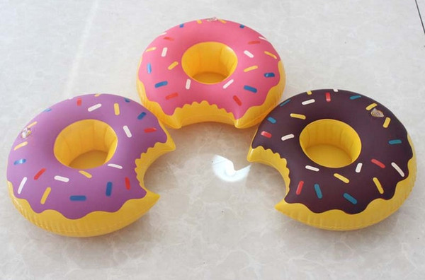 Multicolor Inflatable Floating Drink Holder mini swim ring cartoon Coasters Novelty Bathing Can Cup Ring Flamingo Pineapple Donut bath toys