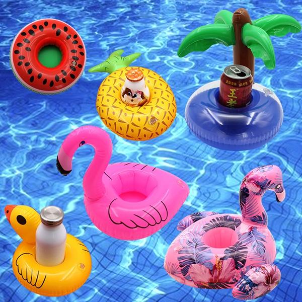 stylish cute inflatable swan flamingo mini geometric floating swimming pool surfing summer beverage coasters free shipping