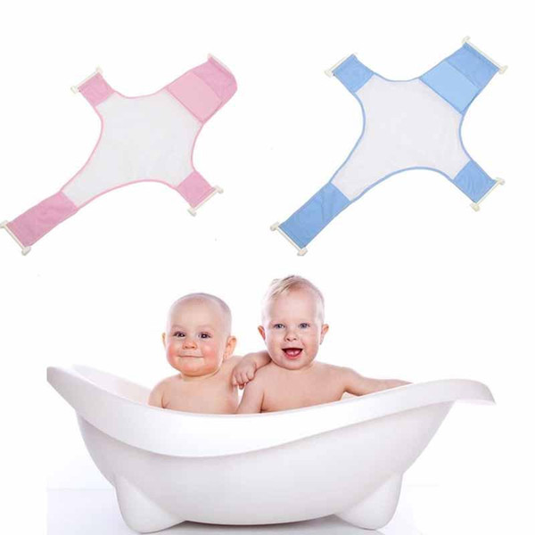 Baby Infant Cross Shaped Slippery Bath Net Antis Kid Bathtub Bath Shower Cradle Bed Seat Net PP And Cotton Home Pink Blue