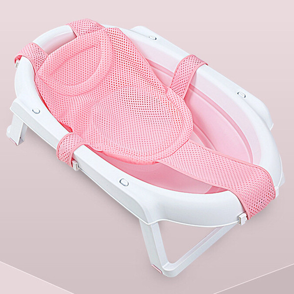 Baby Adjustable Infant Cross Shaped Slippery Bath Net Antis Kid Bathtub Shower Cradle Bed Seat Net PP And Cotton Home Mat Seat