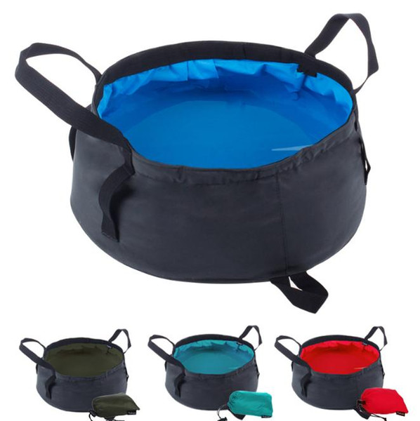 9 Colors Portable Folding Washbasin Outdoor Collapsible Bucket Wash Basin Water Bag Pot For Camping Hiking Bath Supplie MMA1581-3