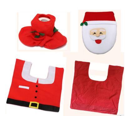 Toilet Seat Covers Christmas Decoration 3 Piece/Set Santa Elk Elf Toilet Seat Covers Rug Hotel Bathroom Set Xmas Gift Supplies M110830