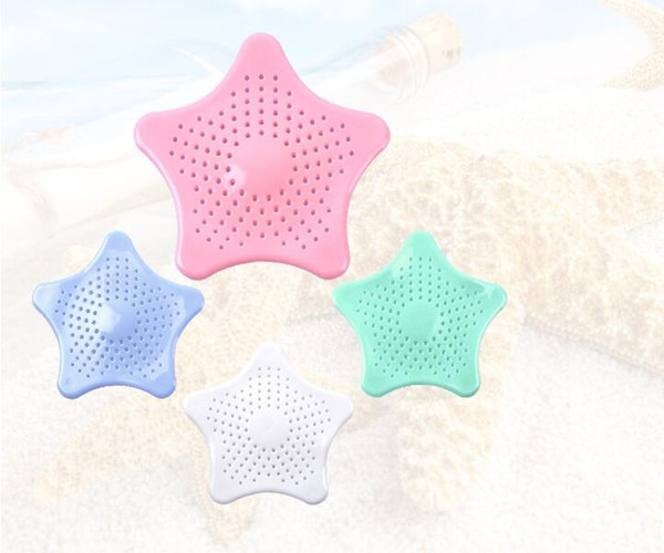 Soft Sink Strainers Starfish Hair Catcher No Slip Drain Cover Bathroom Drains Strainer Kitchen Tools 6 Colors