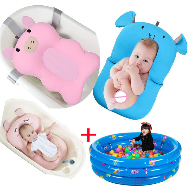 Foldable Baby Tub Pad Chair & Shelf Newborn Bathtub Seat Infant Support Cushion Bath Mat Q190529