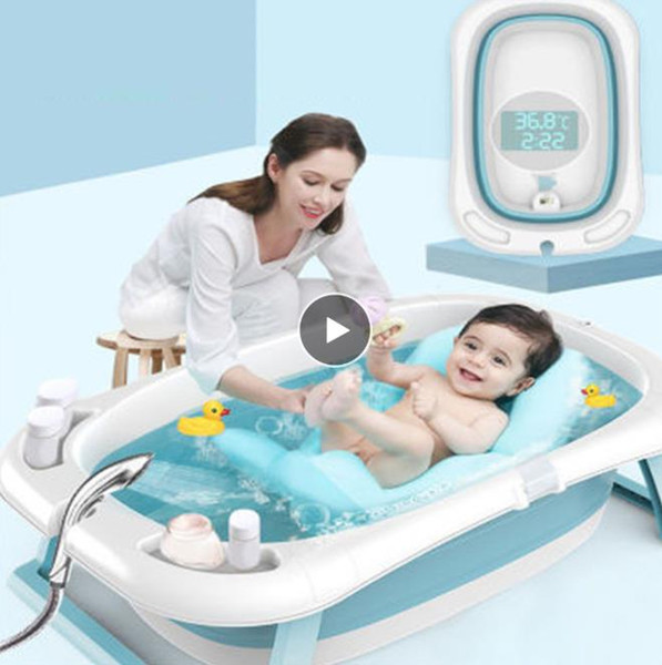 Folding Bathtub Children Lying Electronic Temperature Universal Bath Barrel Oversize Baby Newborn Supplies Baby Bath Tub