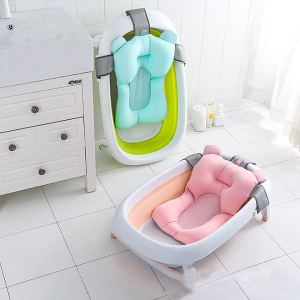 Portable Baby Bathtub Mat Newborn Anti-skid Shower Cushion Bed Infant Soft Seat Pad Height Adjustable Play Water Support Net